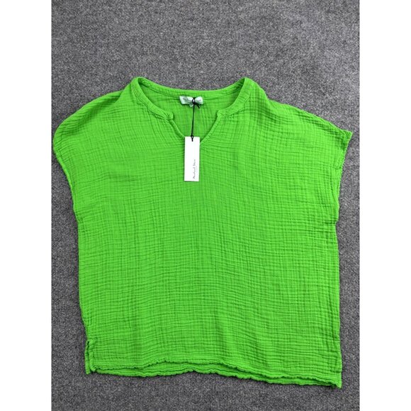Michael Stars Shirt Womens Medium Green Lydia Double Gauze Made USA Boho DGZ014 - Picture 1 of 6